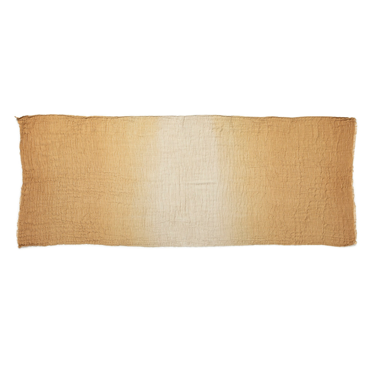 2 ft by 5 ft gauze fabric with gradation of color along length of mustard to sand to mustard, to use under Nativity